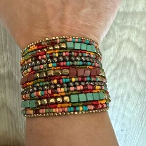 NWOT - Stunning Multicolor Beaded Wrap Bracelet